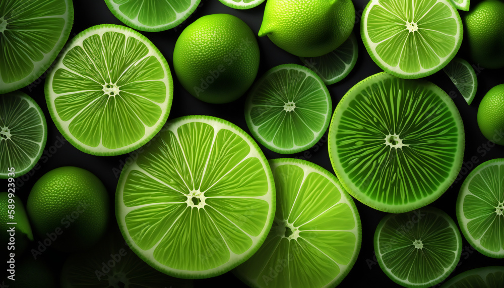 lime slices background made with Generative AI	
