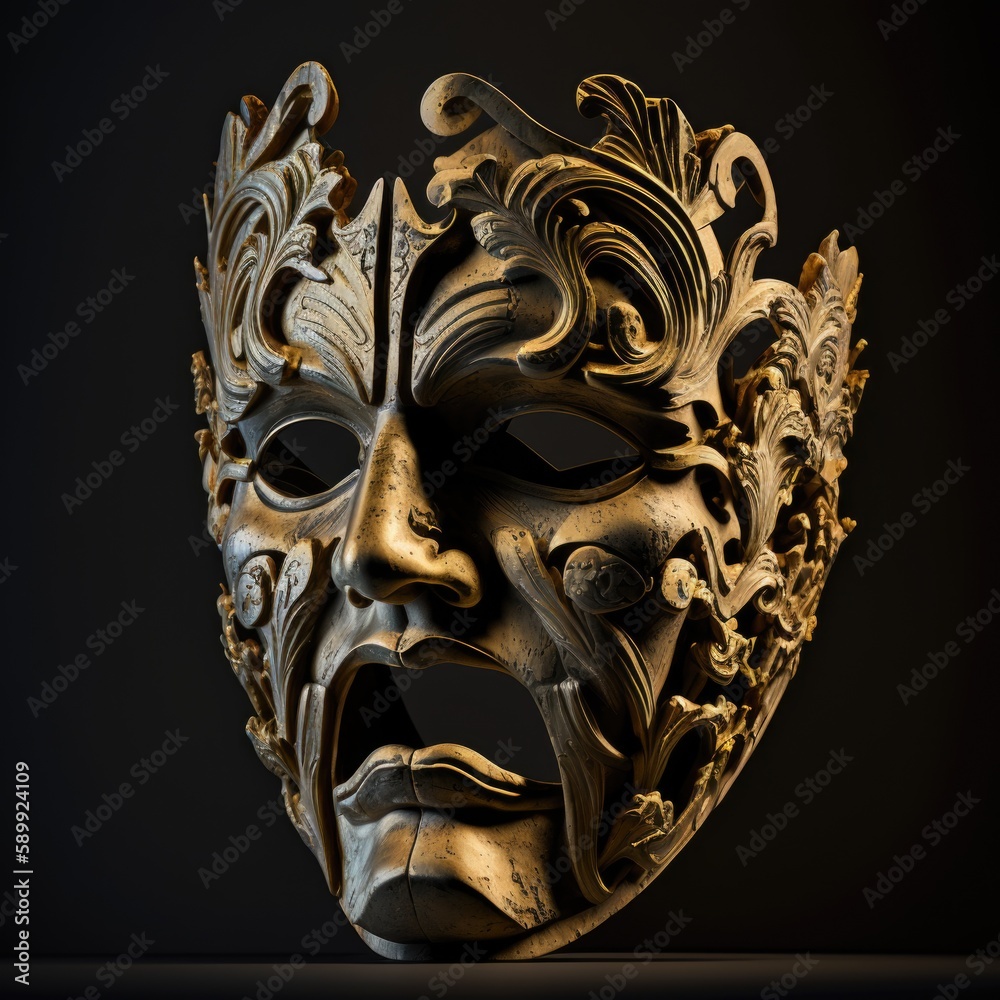 Sculpted Ancient Theatre Mask: Realistic Depiction