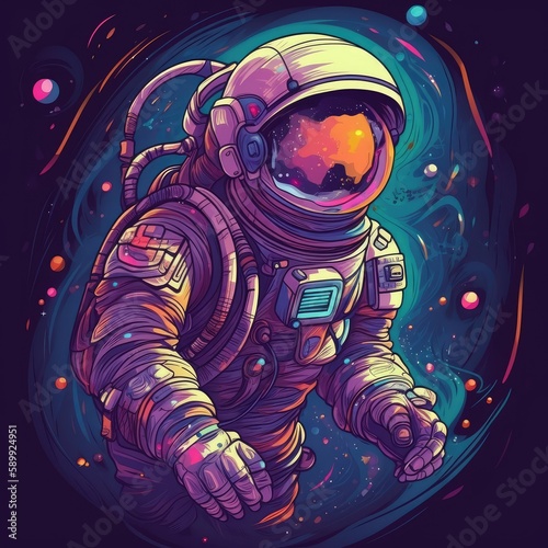 Creative Illustration of space explorer astronaut © Lance