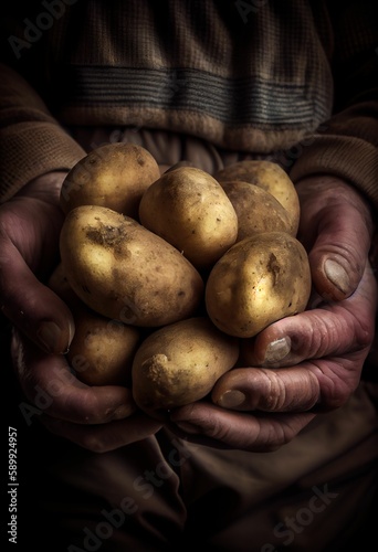 Holding Cultivated Potatoes in a Dektol Photograph: A Close-Up of Hands and Harvest