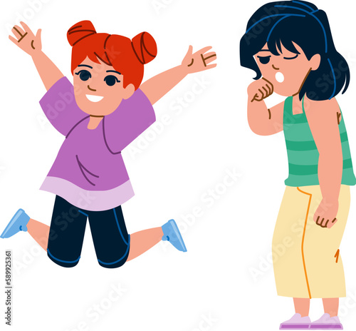 kid girl lazy active vector