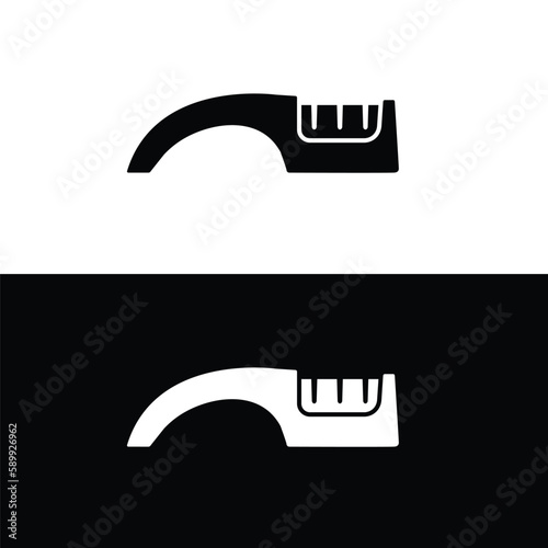 Knife sharpener flat silhouette vector. Silhouette utensil icon. Set of black and white symbols for kitchen concept, kitchen devices, kitchen gadgets, kitchen tools