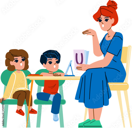 therapy kid teacher vector