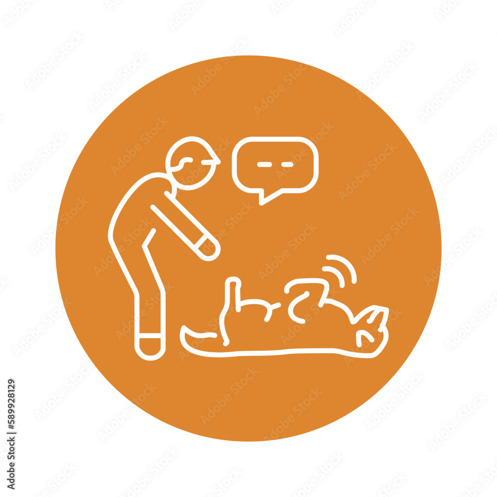 Spin command color line icon. Dog training.