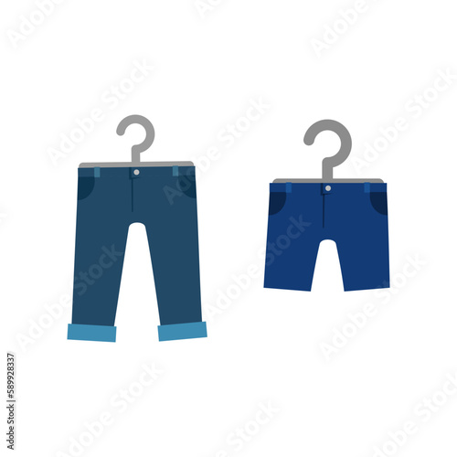kid pants and hanger flat design style with good quality