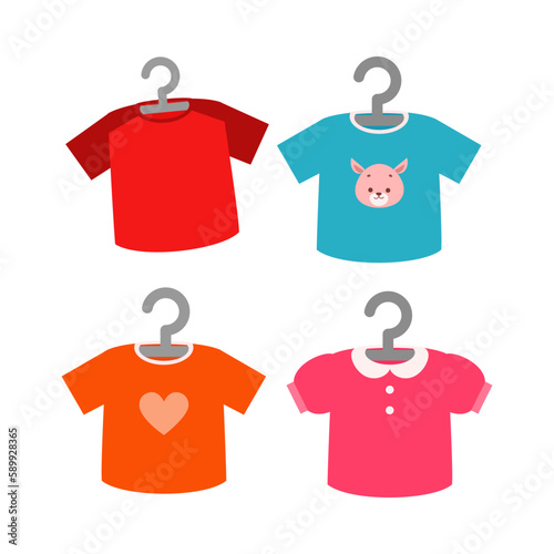 kid shirt with hanger flat design style with good quality
