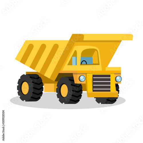 yellow big truck flat design style with good quality