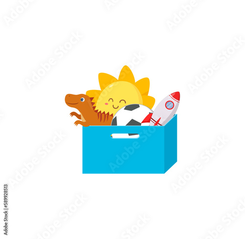 box of toys ready to send for donation