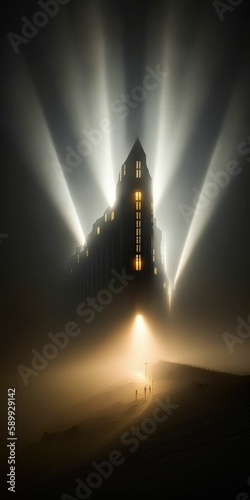 Backlit Light Streaks Illuminate Citadel of the Fog in Ultra Sharp Photo