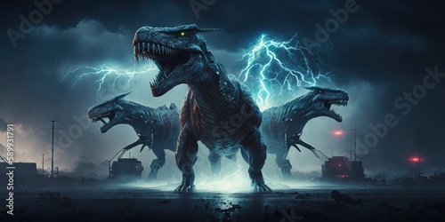 Cybernetically Armored Zombie Dinosaurs: A Post-Apocalyptic Battle for Survival © Arnolt