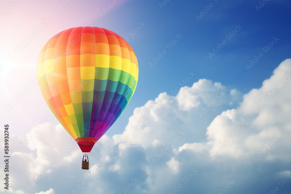 Rainbow balloon on sky background. Rainbow balloon on sky background.