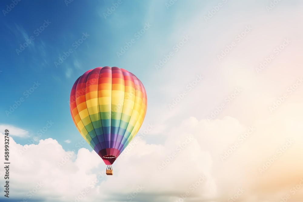 Fototapeta premium Rainbow balloon on sky background.