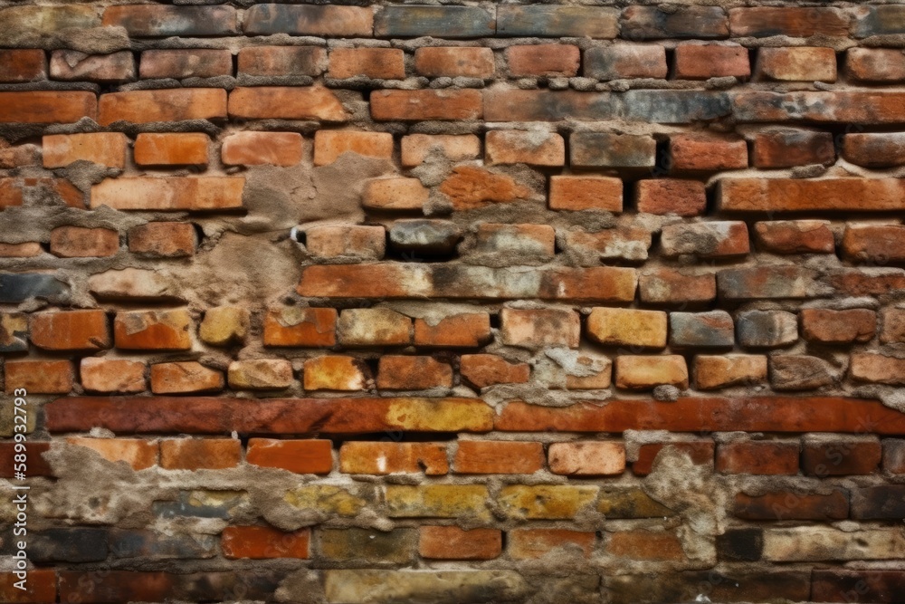 brick wall with a circular hole in the center. Generative AI brick wall with a circular hole in the center. Generative AI