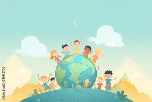 Organic flat world childrens day