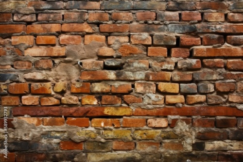 brick wall with a circular hole in the center. Generative AI