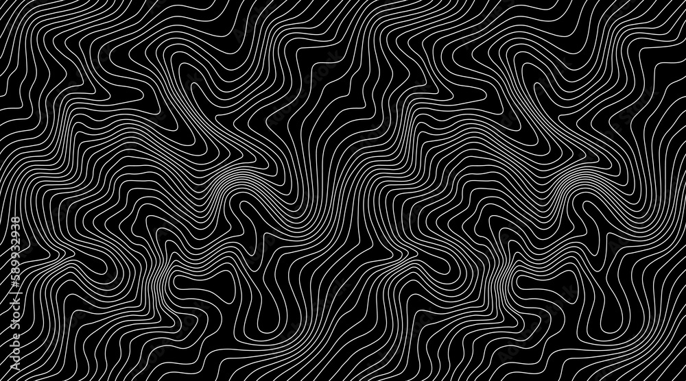 Vector Weather Map Background. Abstract Seamless Pattern with Contour Lines. Geometric Linear Topographic Texture