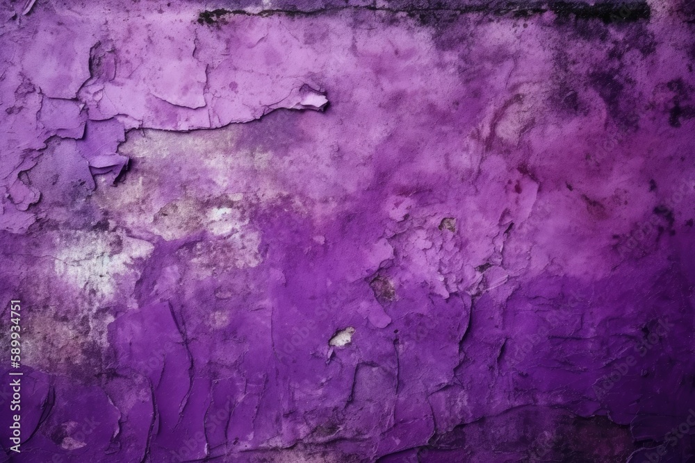 weathered purple wall with chipped paint. Generative AI