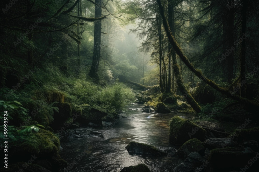 Enchanting Atmosphere Captured in a River's Flow