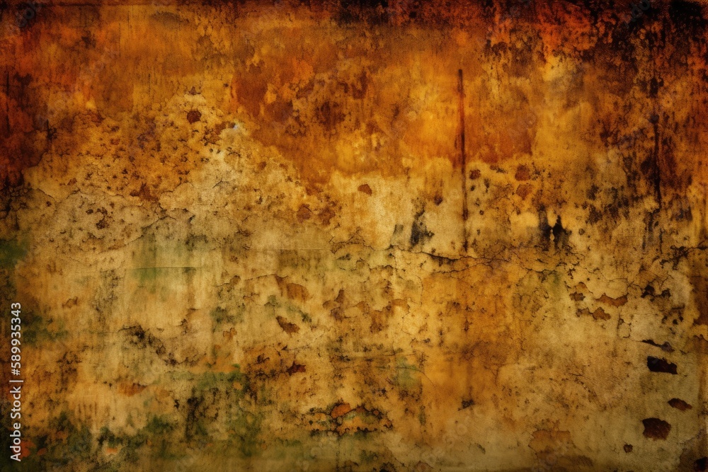 deteriorated wall covered in rust and grime. Generative AI
