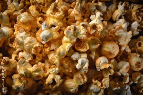 Close-up of a Popcorn Bowl with a Mouth-watering Display of Freshly Popped Kernels - National Geographic Photoreal