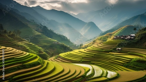 Terraced Rice Field Landscape near Sapa in Vietnam © Arnolt