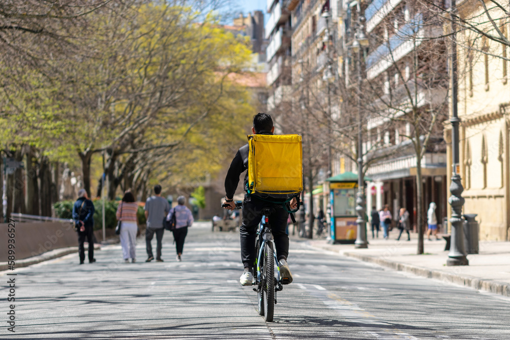 Bike food delivery man. Pamplona, ​​Navarre