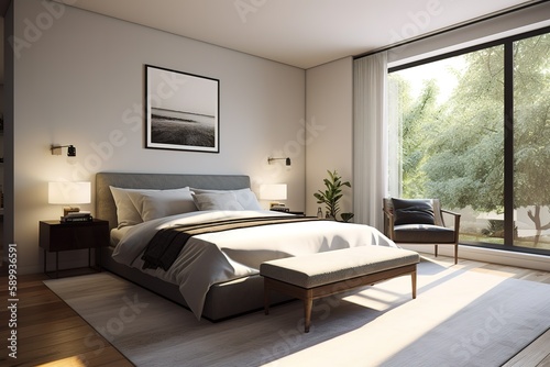 Luxurious large bedroom, Generative AI © interior