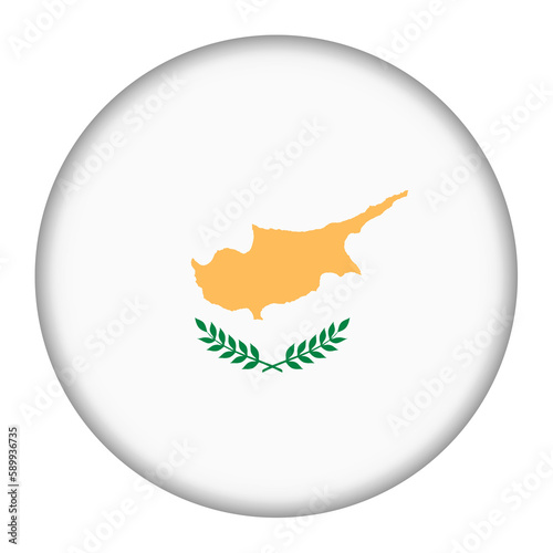 Cyprus flag button 3d illustration with clipping path