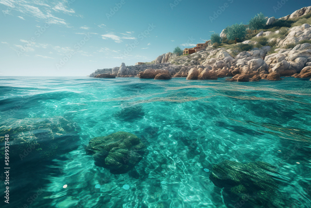 Fototapeta premium Mediterranean Sea. Generative AI.