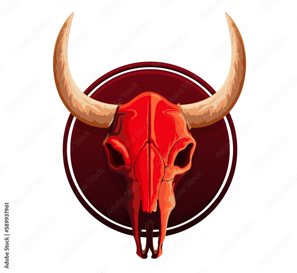 Fototapeta premium Vector illustration of cow skull isolated on white background, Logotype, emblem isolated on white background