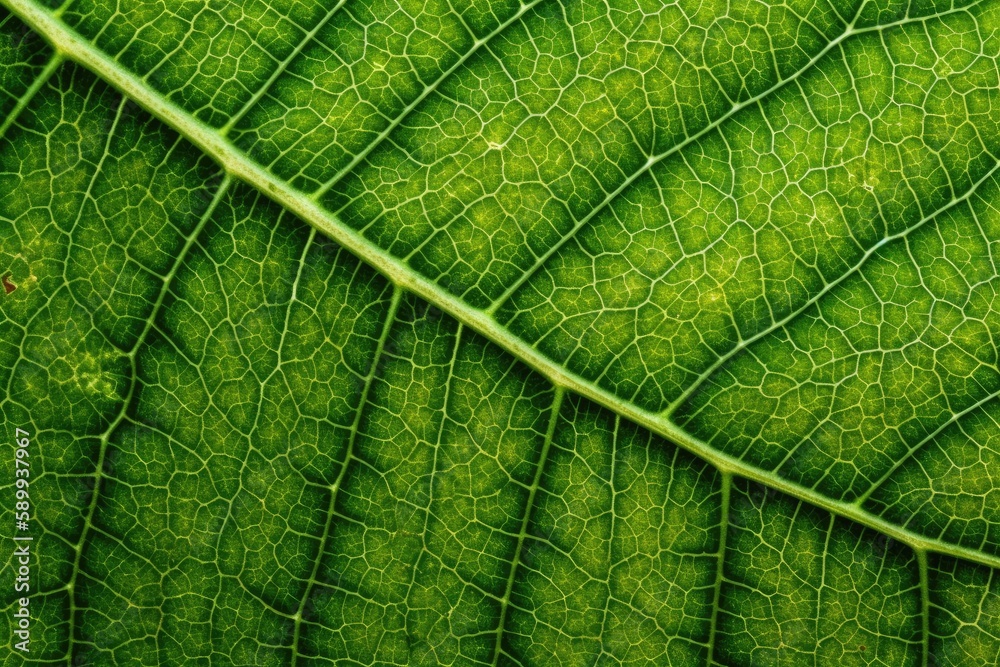 Close-Up View of a Vibrant Green Leaf. Generative AI Close-Up View of a Vibrant Green Leaf. Generative AI