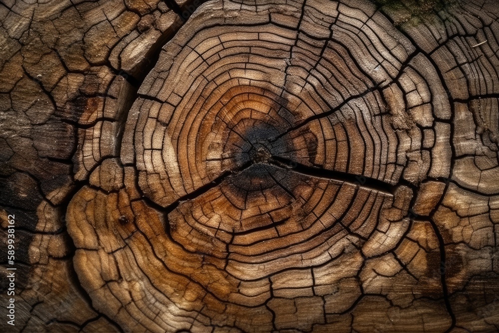 Fototapeta premium clock embedded in a tree trunk. Generative AI