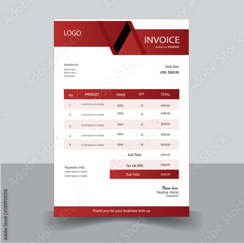 Invoice minimal design template, elegant invoice template design vector, Creative invoice Template, Branding identity design template.