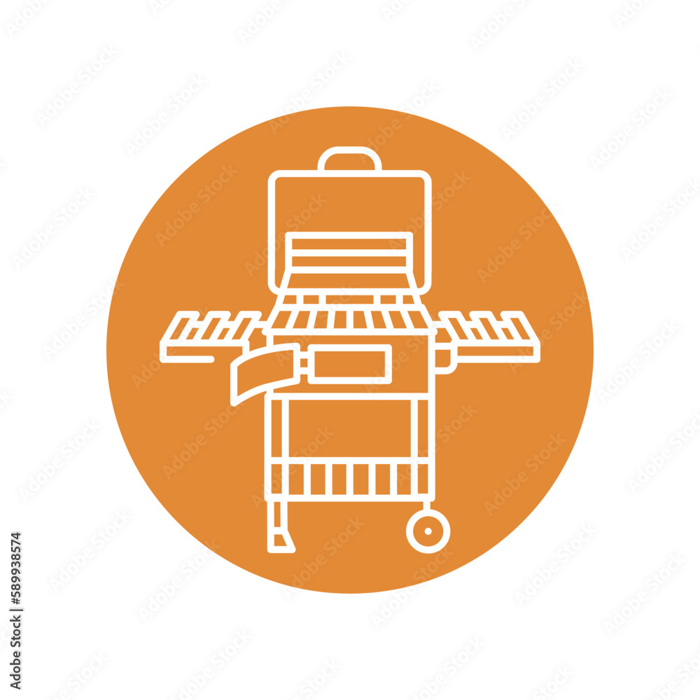 Barbecue grill color line icon. Pictogram for web page