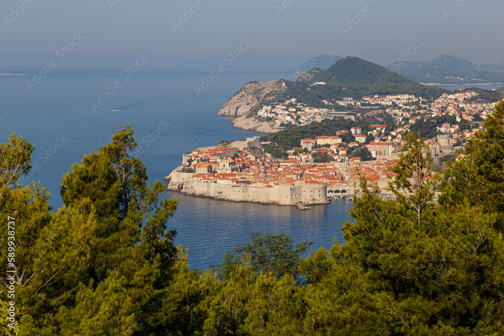 View from above of old town of Dubrovnik city. Croatia. Europe.