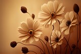 Flowers Blooming on a Cream Background in High Definition