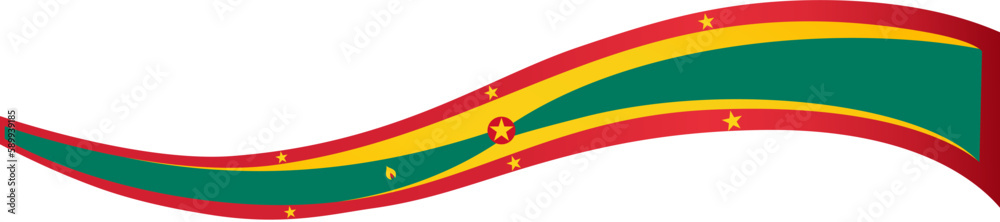 Fototapeta premium Grenada flag wave isolated on png or transparent background