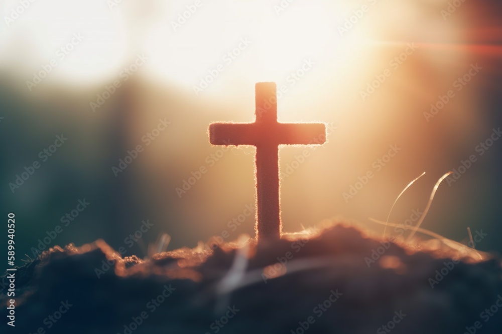 Fotografie cross, cross illuminated by sunlight during sunset