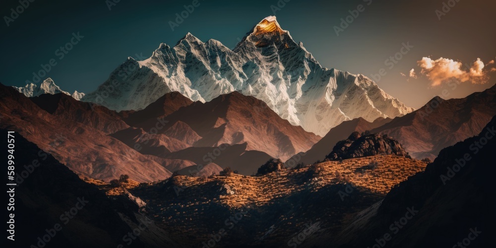 Himalayan Mountains at Golden Hour: A Stunning Sunny Day Cinematic Shot