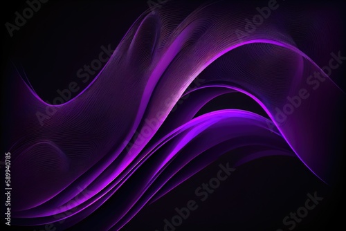 Smooth Soft Purple Wave on the Right Side Against Black Background
