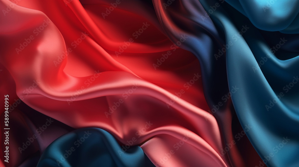 Smooth and Soft red and blue Satin Silk Background. Generative AI