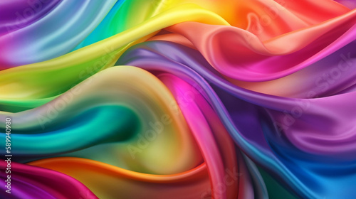 Smooth and Soft rainbow colored Satin Silk Background. Generative AI