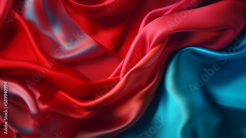 Smooth and Soft red and blue Satin Silk Background. Generative AI