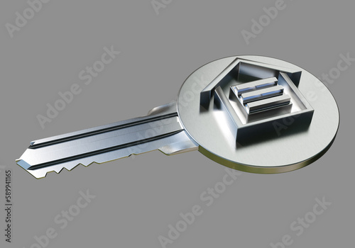 Key with house logo. Steel ...