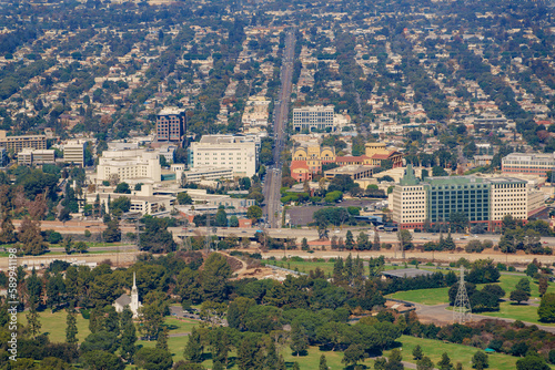 Aerial view of the Burbank cityscape