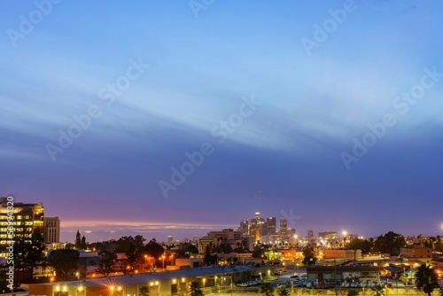 Twilight view of the Los Angeles downtown