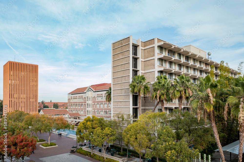 Sunny view of the campus of the University of Southern California