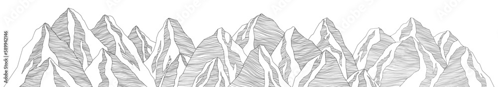 Mountain futuristic illustration. Background wavy lines. Nature sketch. Abstract landscape. Mountain futuristic illustration. Background wavy lines. Nature sketch. Abstract landscape.