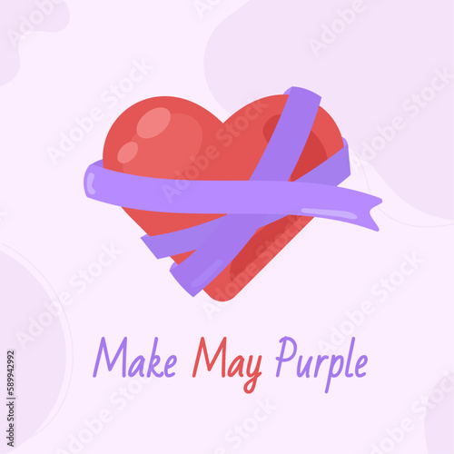 Make May Purple. Stroke day background in flat style.