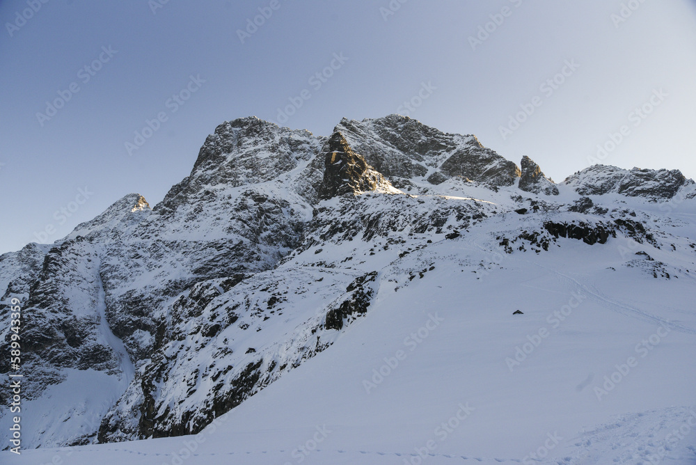Landscape Polish mountains Tatry in winter. Winter mountain landscape.